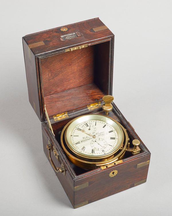 A rosewood and brass-bound two-day marine chronometer with Poole's Auxillary compensationRetailed by William E. Harpur, Philadelphia, No. 506, circa 1