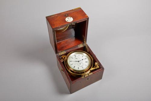 A mahogany brass-bound two-day marine chronometerBy E. J. Massey, Liverpool, No 107, circa 1860 The three-tier brass-bound case with hinged lid and gl