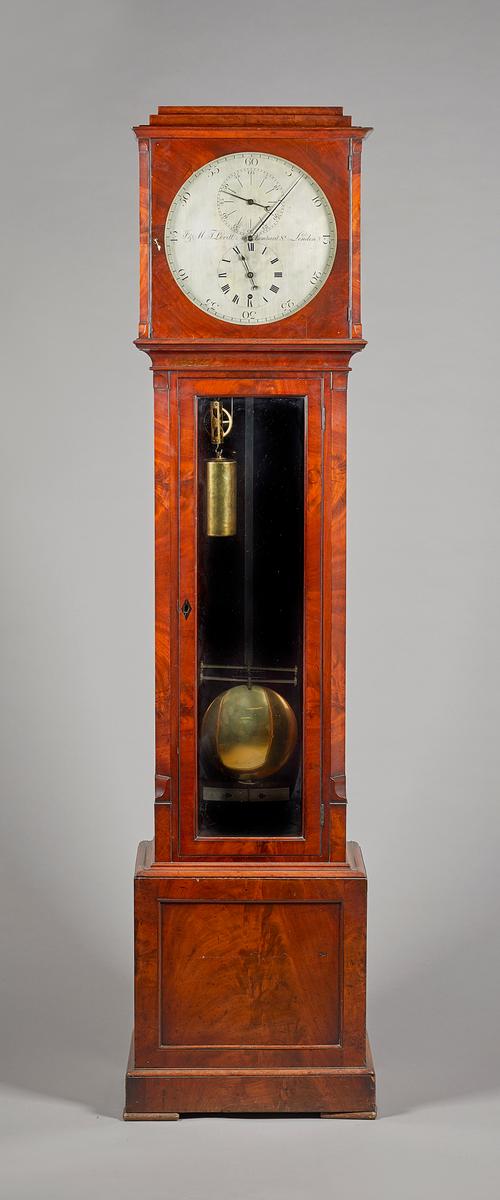 A Victorian mahogany regulatorBy I & M. T. Levitt, Lombard Street, London, circa 1850The case with a rectangular stepped pediment, above the hood with