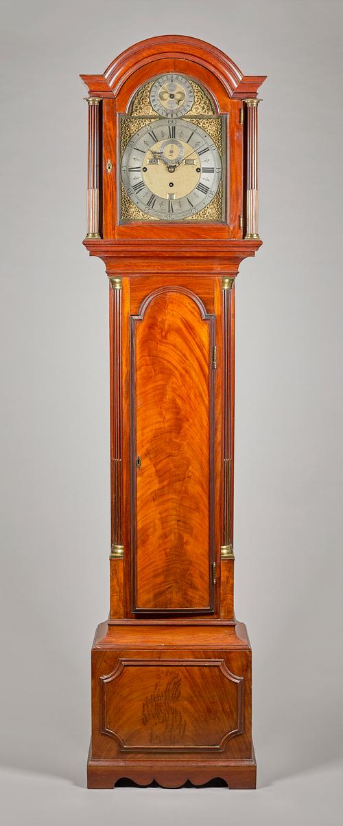 A Mahogany cased quarter-chiming longcase clockThe dial signed Edward Woodward, LondonThe case, probably Victorian, of George III style, with an arche