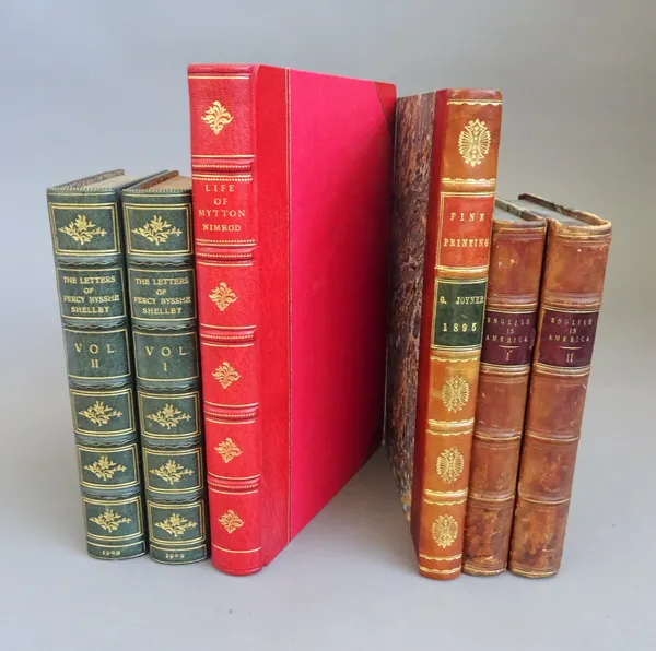 Bindings - Ingpen (Roger, ed.) The Letters of Percy Bysshe Shelley, 2 vol., later blue morocco gilt by Bayntun, slight sunning, 1909, with Nimrod The