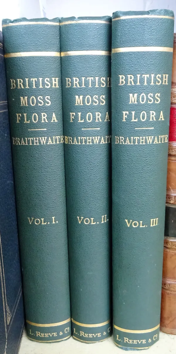 Braithwaite (R.)  The British Moss-Flora. First Edition, 3 vols. 128 engraved plates; gilt cloth, roy. 8vo. 1887 - 1905.