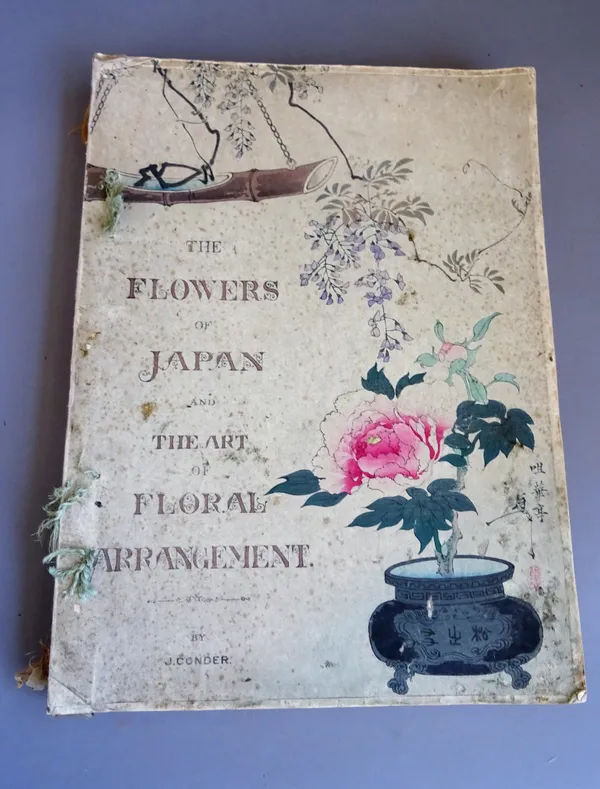 Conder (Josiah) The Flowers of Japan and the Art of Floral Arrangement, 14 tissue guarded coloured plates, original picture wrappers, foxed, loss to h