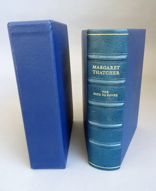 Thatcher (Margaret) The Path to Power, signed, limited edition 266/500, non-related gift inscription to front free end paper, blue morocco, spine slig