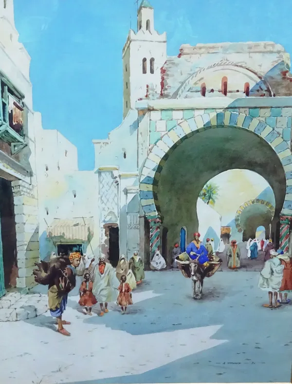 Alfred Robert Hayward (1875-1971), Arab street scene, watercolour, signed, 34cm x 27cm. DDS