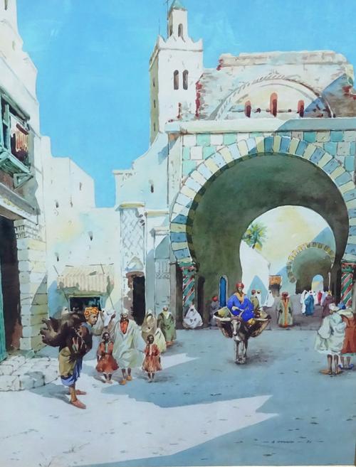 Alfred Robert Hayward (1875-1971), Arab street scene, watercolour, signed, 34cm x 27cm. DDS