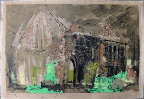 John Piper (1903-1992), Whithorn Priory, colour screenprint, signedin pencil, artists proof, unframed, 60cm x 90cm. DDS