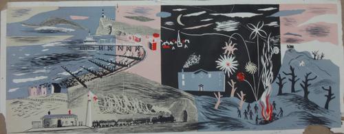 John Piper (1903-1992), Nursery Frieze depicting coastal scenes, two lithographs, unframed, each 46cm x 121cm.(2)DDS