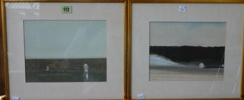 John Bond (b.1945), Beach scenes, a pair, gouache, both signed, each 17cm x 22cm.(2) DDS  I1
