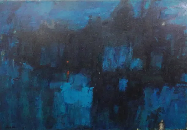 Alfred Cohen (1920-2001), Night from Southbank, oil on canvas, signed, inscribed and dated 1961 verso, 56cm x 81.5cm. DDS