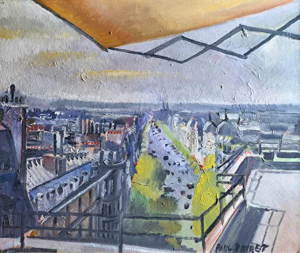 Paul Poiret (1879-1944), Ma Terrasse, Paris, oil on canvas, signed, 44.5cm x 53.5cm. Illustrated