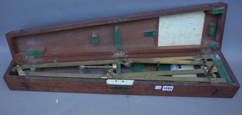 An Elliott Bros brass Pantograph, early 20th century, in a fitted mahogany case, stamped 'Elliott Bros London', case 74cm wide.