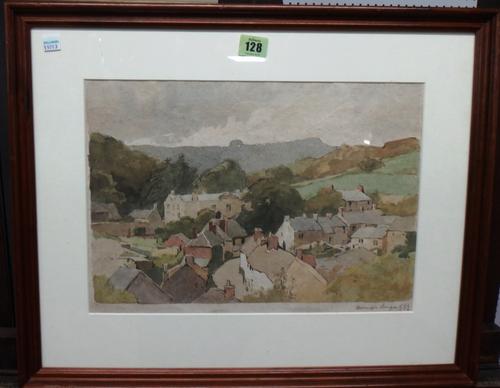 Berenger Benger (1868-1935), Village scene; View of a church across fields, two watercolours, one signed, each approx 24cm x 35.5cm.(2)  I1