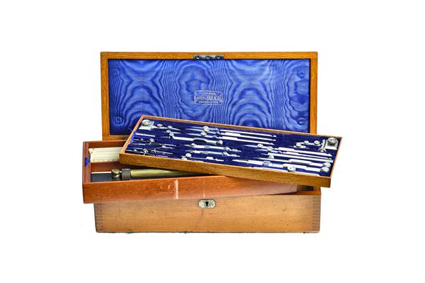 A set of engineers drawing instruments by J. Halden & Co, Manchester, early 20th century, containing an extensive selection of ivory mounted steel ins