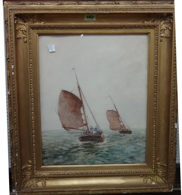 English School (late 19th century), Boats in full sail, watercolour, 38cm x 30cm.  H1
