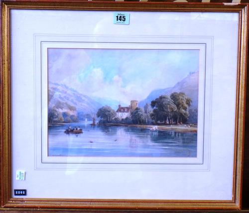 William Bennett (1811-1871), Lake scene, watercolour, signed, 21cm x 29cm.; together with a further watercolour estuary scene by another hand.(2)  H1