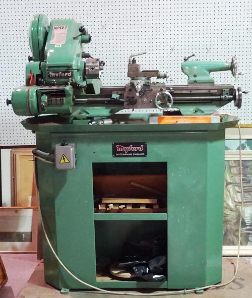 A Myford super 7 metalwork lathe.  BAY 1
