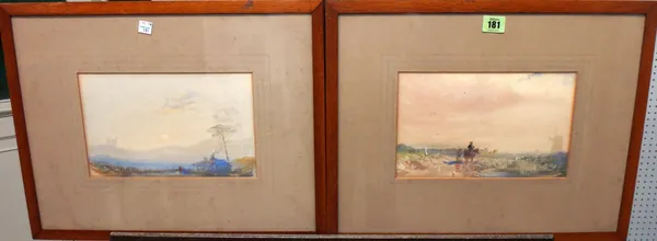 English School (19th century), Landscapes, a pair, watercolour, each 16cm x 25cm.(2)  F1