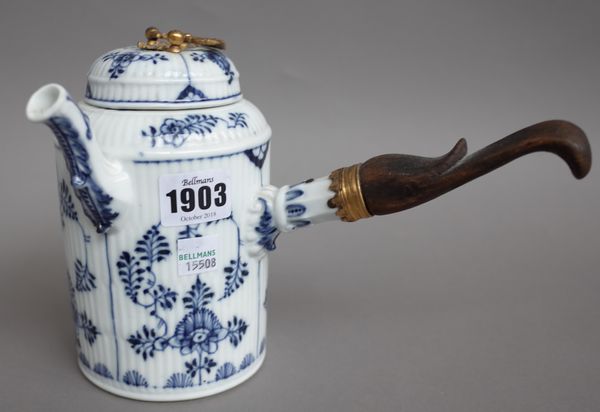 A Victorian part tea service, three Royal Crown Derby Imari items and a Copenhagen 'Onion' pattern chocolate pot. (qty)