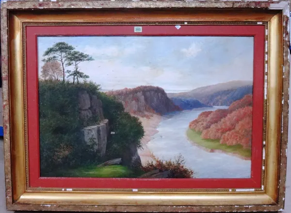 Johan Acton Butt (19th Century), The Wye above Chepstow, oil on canvas, signed, further signed, inscribed and dated 1892 on reverse, 60cm x 90cm.  D1