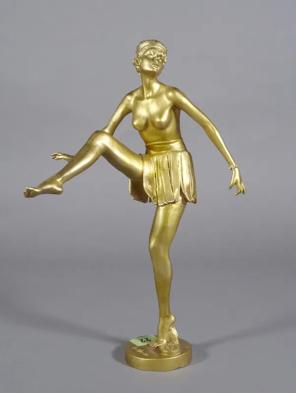 An Art Deco gilt bronze figure of a dancer.  CAB