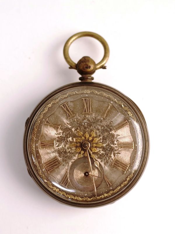 A gentleman's silver cased, key wind openfaced pocket watch, the gilt fusee movement with a lever escapement, detailed to the backplate, David Joseph,