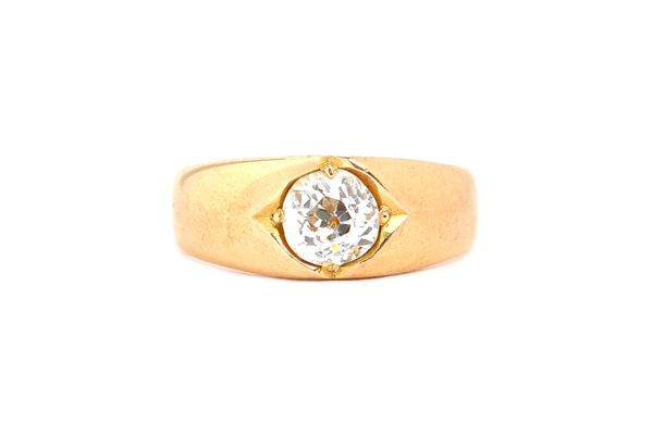 A Victorian 18ct gold and diamond single stone ring, mounted with a cushion shaped diamond, Birmingham 1891, ring size F, gross weight 3.8 gms. Illust