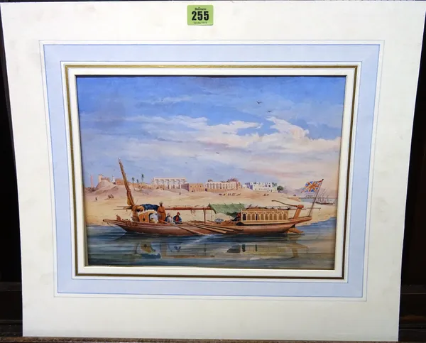 English School (19th century), A British barge on the Nile, watercolour, unframed, 25cm x 33cm.  CAB