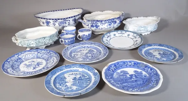 Ceramics, including; mainly blue and white tureens, plates, cups and sundry, (qty).   S2B