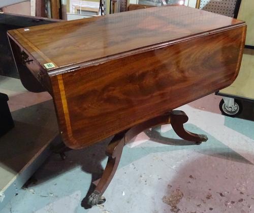 A 19th century mahogany drop flap side table, 102cm wide.   BAY 3