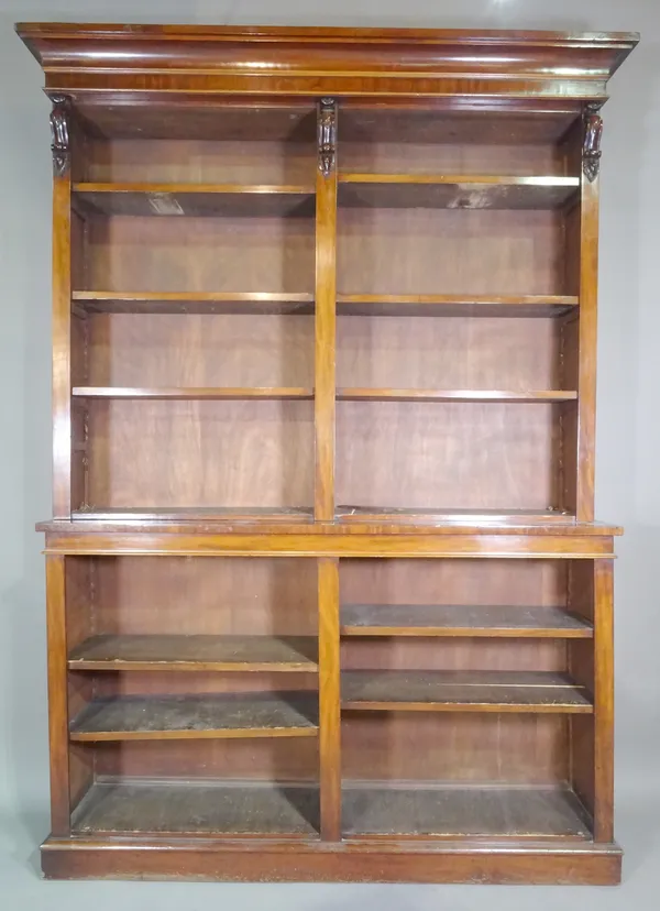 A Victorian mahogany floor standing open bookcase, 155cm wide x 215cm high.   M9