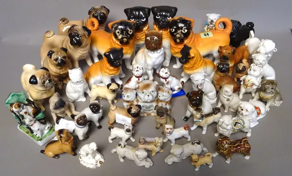 A quantity of Victorian and later ceramic models of pugs, (qty). On behalf of the Pug Dog Welfare & Rescue Association.  S1M