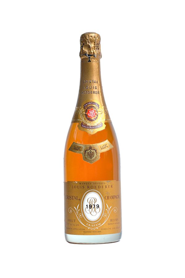 One bottle of 1979 Louis Roederer 'Cristal' champagne. Illustrated
