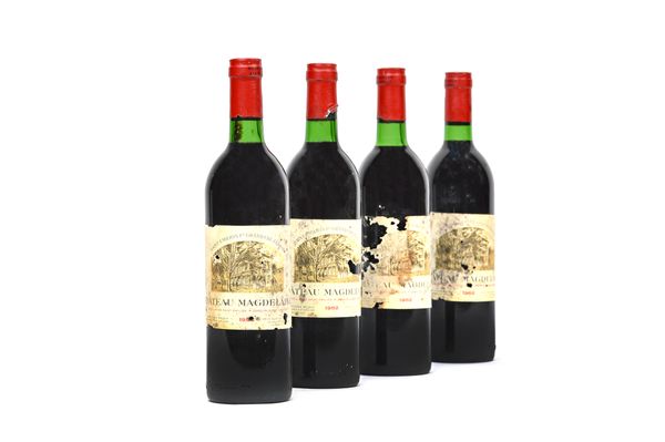 Four bottles of 1982 Chateau Magdelaine Saint Emilion Grand Cru. (4). Illustrated