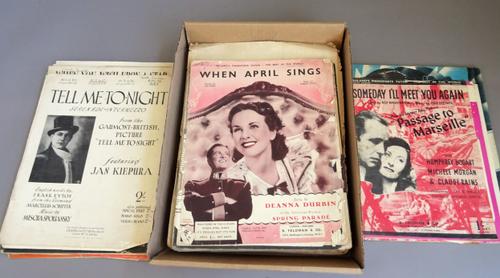 SHEET MUSIC - a bound volume, 26 pieces, mostly colour lithograph covers, 34cm. x 27cm,, paper wrappers, includes 'The Pirates of Penzance Quadrille',