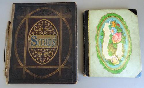 SCRAP ALBUMS - two albums of some 100pp. in total, mid 19th & early 20th cents, many mounted scraps, prints, theatrical photos., sketches & cuttings;