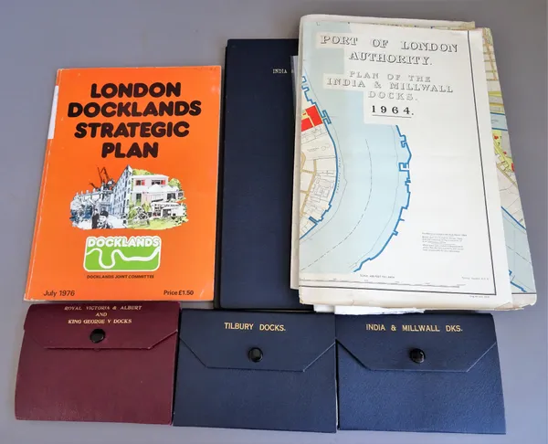 PORT OF LONDON AUTHORITY - a group of loose & framed plans / maps of London's Docklands & environs. includes - India & Millwall Docks, 1968. 68 x 62cm