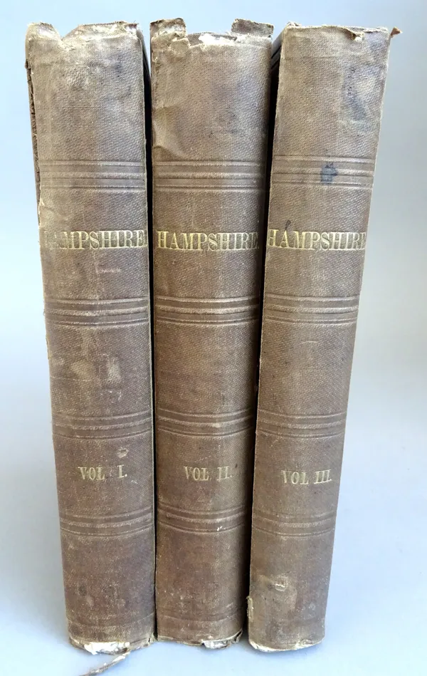 Mudie (Robert) Hampshire: Its Past and Present Condition, and Future Prospects, 3 vol.,maps and  plates as called for, foxed, misbound at p.192, origi