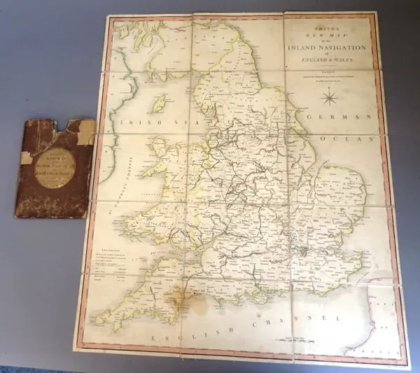 Smith (C. S.) Smith's New Map of the Inland Navigation of England & Wales, engraved map sectioned onto linen, hand colouring, mark to lower part, orig