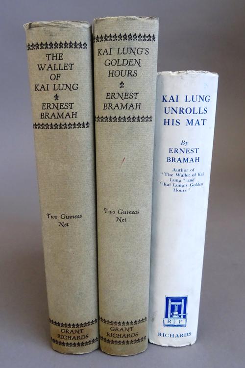 Bramah (Ernest) The Wallet of Kai Lung, signed limited edition 131/200, d/w, spine toned, original cloth backed boards, 1923; Kai Lung's Golden Hours,