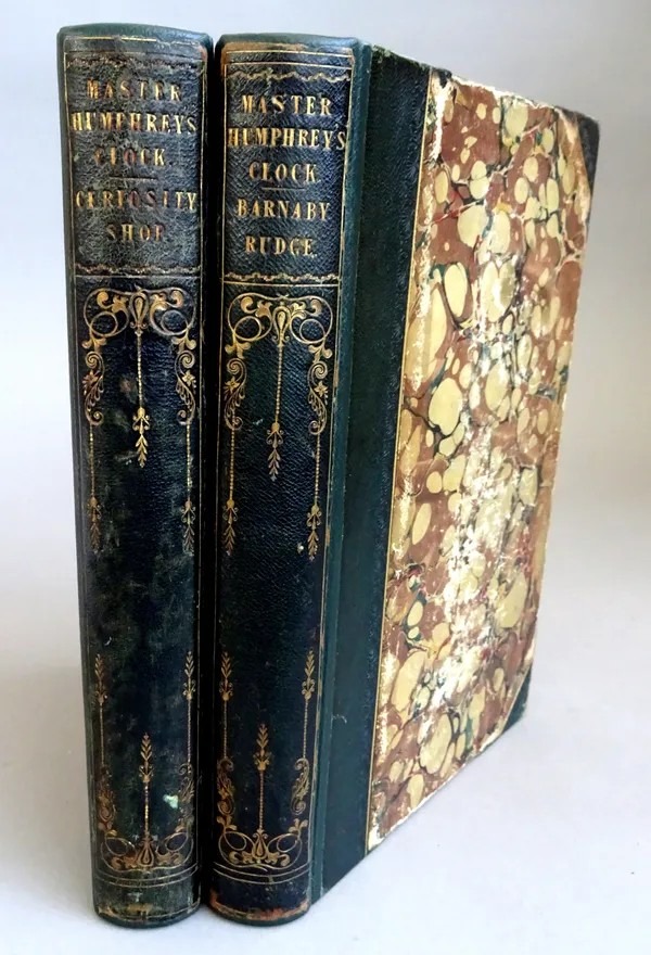 Dickens (Charles) Master Humphrey's Clock and Barnaby Rudge,  2 vol., illustrated, contemporary half morocco gilt, rubbed, Chapman and Hall, 1840/41,