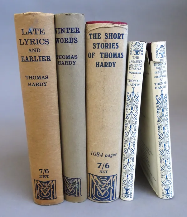 Hardy (Thomas) Late Lyrics and Earlier with Many Other Verses, First Edition, d/w, original cloth, 1922; Winter Words in Various Moods and Metres, Fir