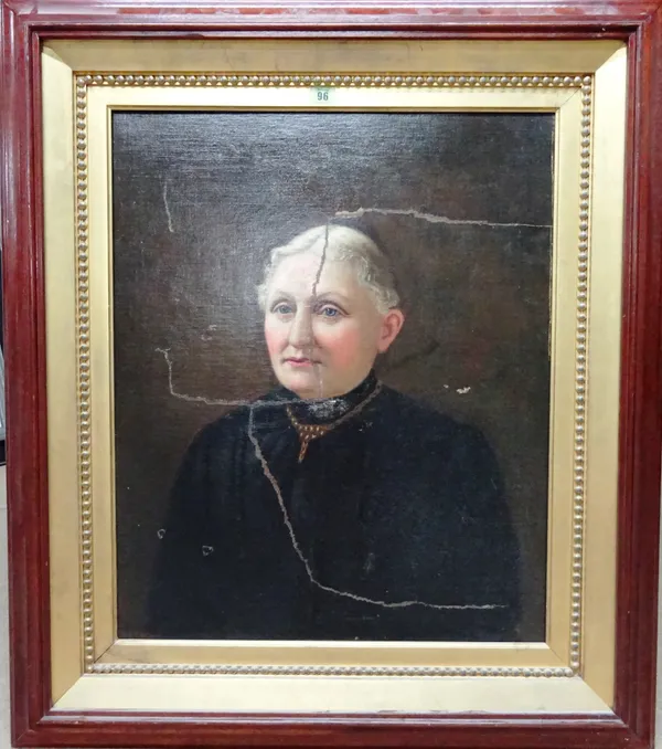 English School (19th century), Portrait of an elderly lady, oil on canvas, 66cm x 54cm.  J1