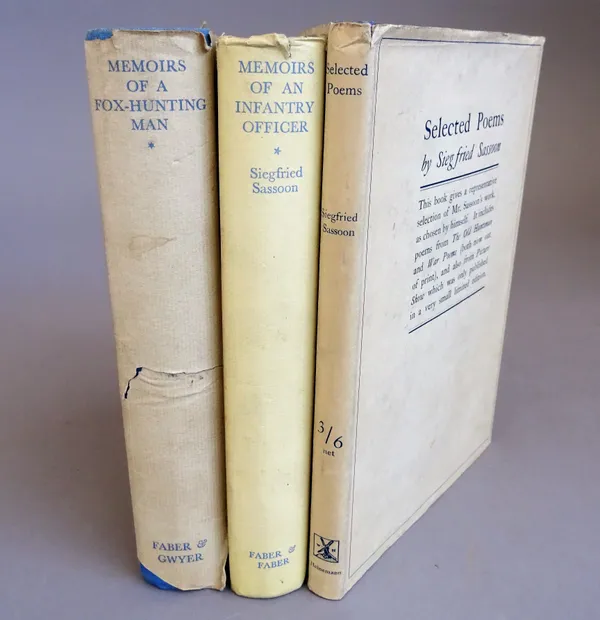 [Sassoon (Siegfried) Memoirs of a Fox-Hunting Man, First Edition 1928, d/w, torn and chipped on spine with small loss, discolouration, original cloth;