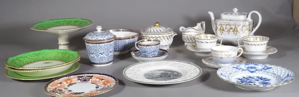 Ceramics, including; a part apple green and gilt tea set, a part set by Royal Worcester retailed by Waring & Gillows, Royal Crown Derby and Imari deco