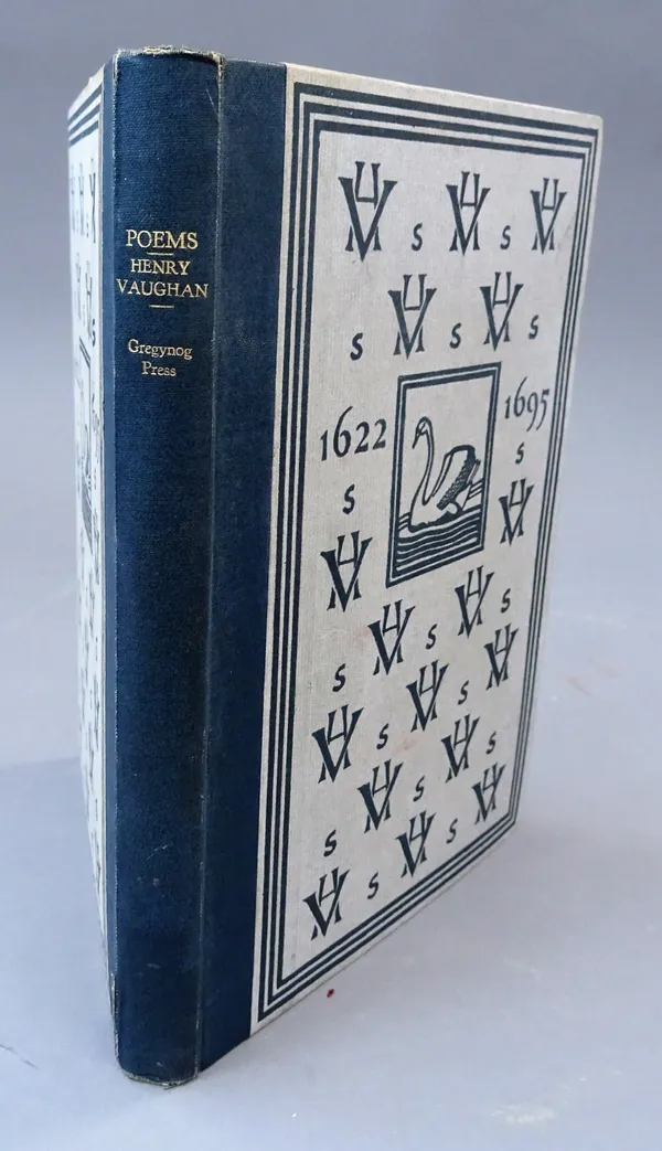 Vaughan(H.)  Poems. Limited Edition. text illus. & decorations; cloth-backed decorated boards. Gregynog Press, 1924.  *  limitation of 500 numbered co