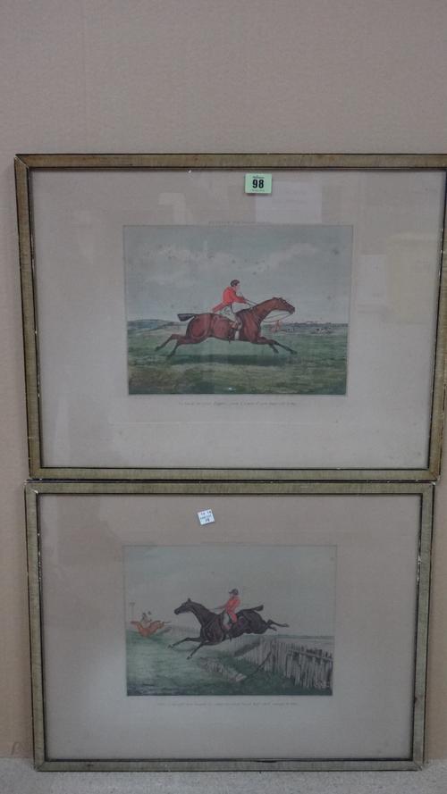 After Henry Alken, Hunting scenes, six aquatints with hand colouring, each 26cm x 32cm.(6)  J1