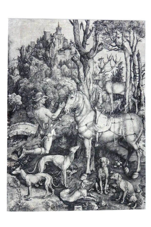 Albrecht Durer, Saint Eustace, c.1501, engraving, later impression, unframed, 35cm x 25cm.