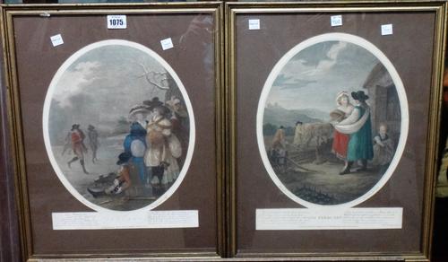 After William Hamilton, Months of the Year, a set of twelve stipple engravings by Bartolozzi with hand colouring, each 35cm x 27cm.(12)