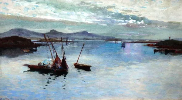 Hamilton MacCallum (1841-1896), Sailing boats on an estuary, watercolour, signed and dated 1876, 24cm x 44cm.